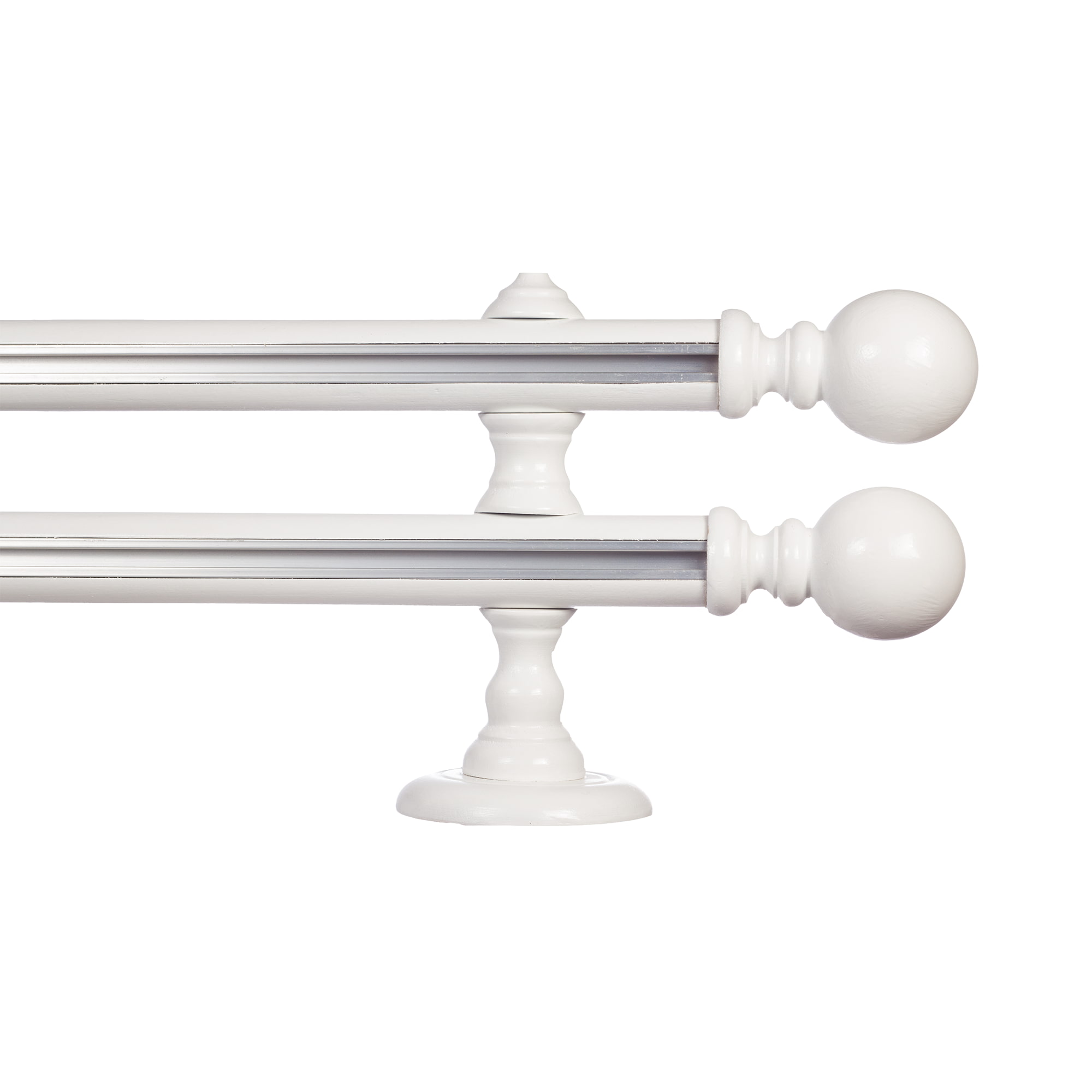 Galerie lemn perdea  Globo Double 35mm cu aluminiu Alb